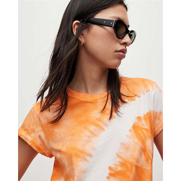 Allsaints Australia Womens Mariana Anna Tie Dye Crew Neck T-Shirt Orange AU35-794